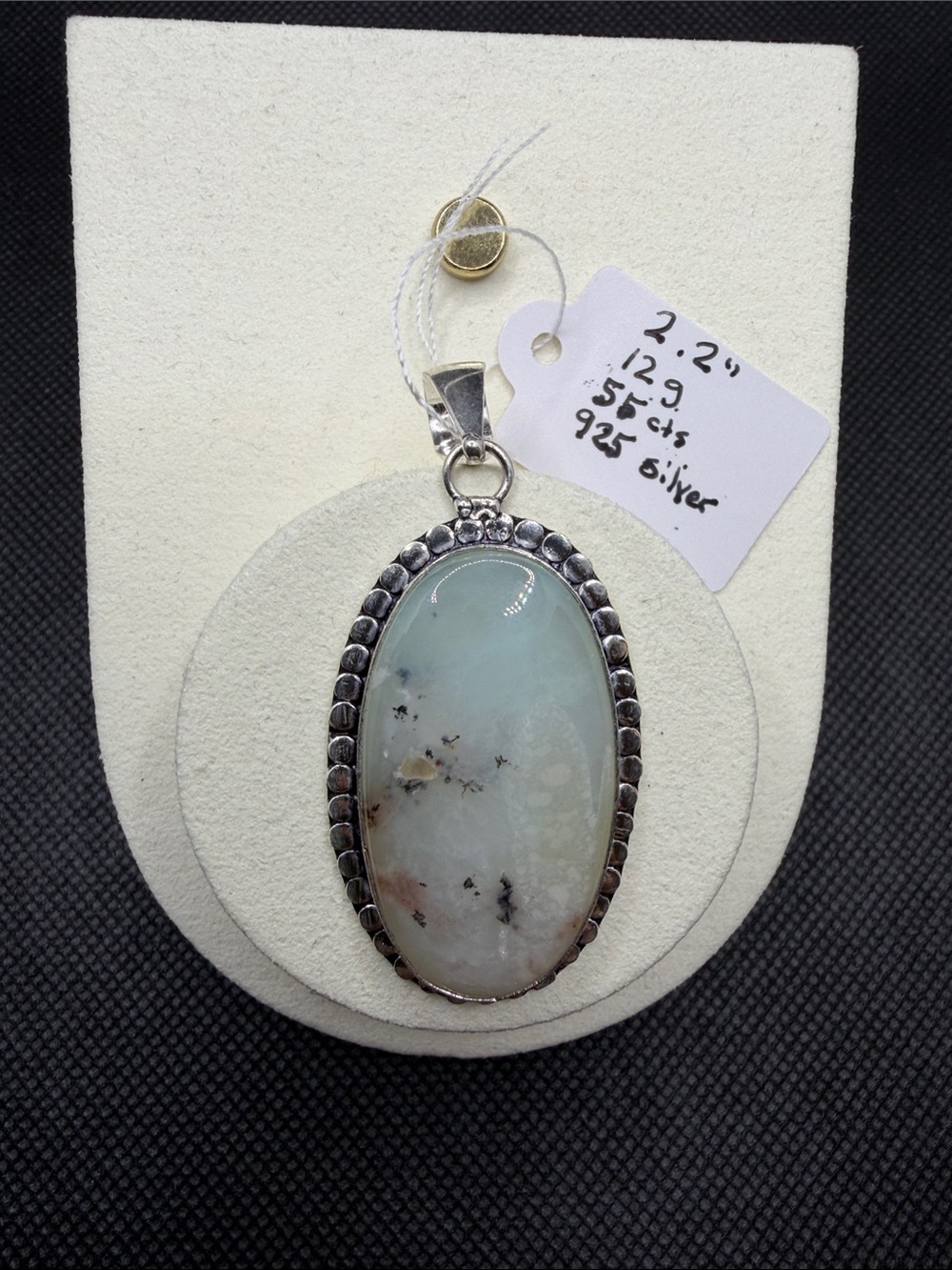 Dendritic Dendrite Opal Sterling Silver pendant 2.2”
